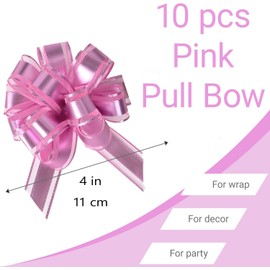 Vsosfiza Small Pull Bows, 10 PCS 4 Inch Pink Gift Bows for Wrapping,Basket, Wedding,Birthday Party,Flower Bouquet Decoration