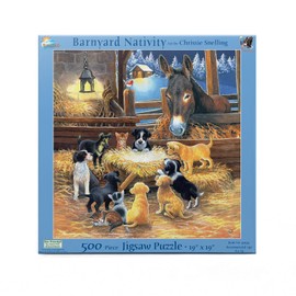 SUNSOUT INC - Barnyard Nativity - 500 pc Jigsaw Puzzle by Artist: Chrissie Snelling - Finished Size 19" x 19" Christmas - MPN# 39535