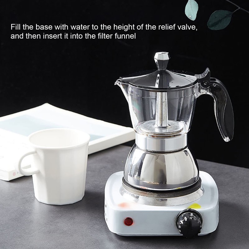 Yusat 6 Cups Stainless Steel Coffee Pot Italian Octagonal Household