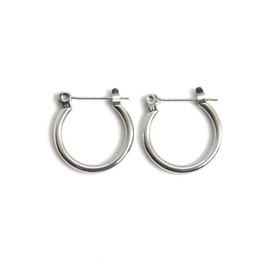 LUXSTAR Ring, Earrings, Hoop, Men's, Women's, Thin 0.08 inch (2 mm), Binaural Set, Stainless Steel, Hypoallergenic 0.6 oz (18 g), Silver, No Gemstone