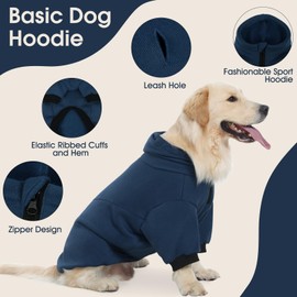 ADNIKIA Basic Dog Hoodie, Soft and Warm Dog Sweater Shirt Hoodies with Leash Hole, Cold Weather Clothes Fleece Pullover for Small to Large Dogs Boys and Girls