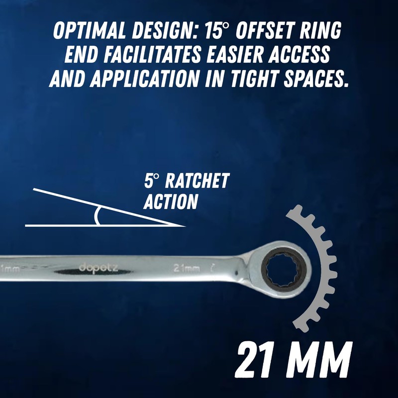 Dapetz ® Fixed Head Ratchet Spanner Ratcheting Combination Wrench Chrome