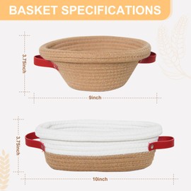 SuperextSelect Banneton Bread Proofing Basket Set of 2, Round & Oval for Sourdough Baking with Liners & Covers - Rope Lining - Set of 2 Baker's Tools
