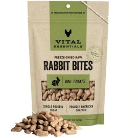Vital Essentials Vital Essentials Freeze Dried Raw Whole Animal Dog Treats, Rabbit Bites, 5 oz | Premium Quality High Protein Training Treats | Grain Free, Gluten Free, Filler Free