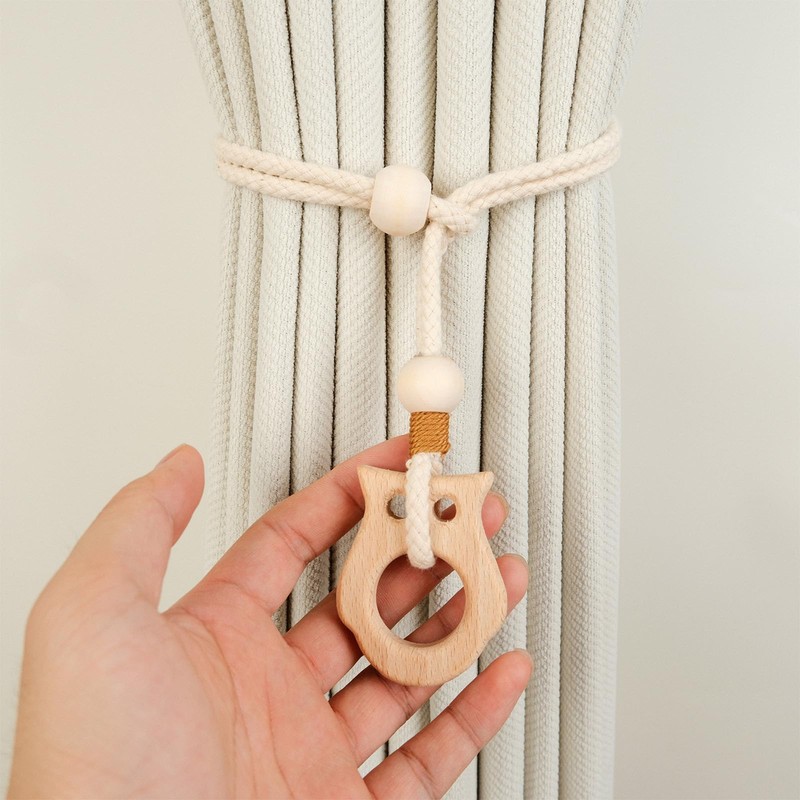 TMAOMU 2 Pack Wooden Curtain Tiebacks - Animal Shaped Hand