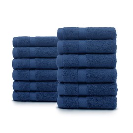 Villa Celestia 650 GSM Premium Navy Blue Wash Cloths, 100% Cotton Face Wash Cloth for Your Body Soft Wash Cloths for Your Face, Washcloths Navy Blue Face Cloths Pack of 12 (12"X12")