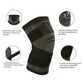 Xn8 Knee Brace for Arthritis, ACL, and Meniscus Tear - Adjustable Compression Sleeve for Sports, Running, Joint Pain, and Recovery (Single, Unisex)