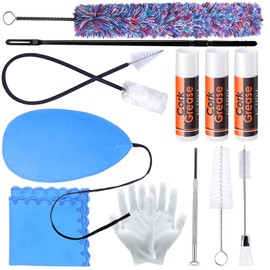Flute Cleaning kit with 3 Cork Grease, Multifunctional Different Brushes, Sax Cleaning Cloth, Clarinet Swab and Cleaning Rod, Cotton Gloves and More Flute Maintenance Care Set