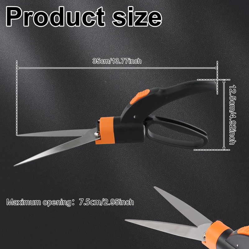 Grass Shears Handheld, Razorsharp Hand Grass Clippers with 360 Degree