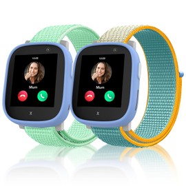 chinbersky Pack of 2 Nylon Loop Wristbands Compatible with Xplora X6 Wristband, Kids Smartwatch Velcro Fastening Girls Boys Adjustable Braided Fabric Replacement Bands for Xplora X6 Play