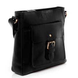 SID & VAIN Shoulder Bag & Cross-Body Bag Yale Small Tote Bag Handbag Real Leather top-Handle Bag Leather Bag Women´s Bag Black