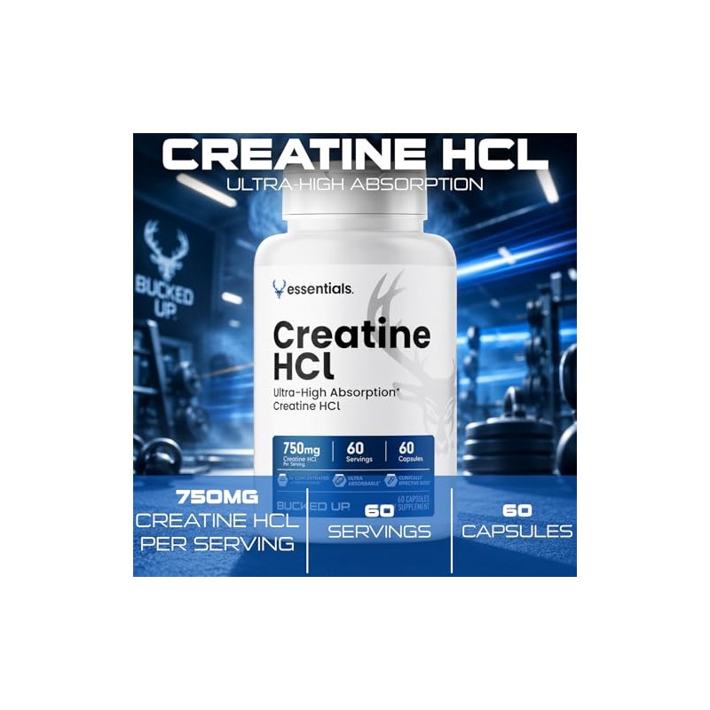 Bucked Up Creatina HCL, dosis de 750 mg - 60