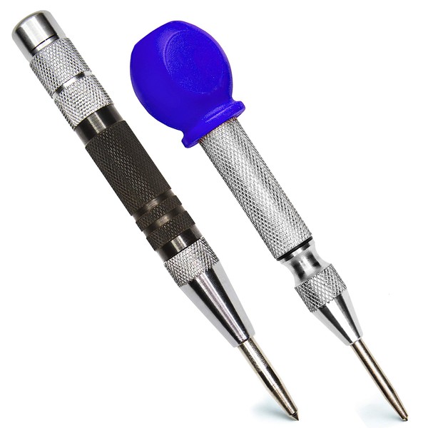 ALLY Tools Super Strong 6 Inch and 5 Inch Heavy Duty Automatic Center Punch, Perfect Automatic Center Punch for Metal, Wood, Plastic, Glass, and Marble – Features Spring Loaded Center Punch Design