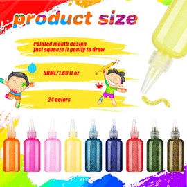 Fuyoooo 24 Pcs Glitter Glue for Crafts 24 Colours 1.7 oz Glitter Glue Washable Glitter Paint for Kids Glitter Glue Pens Neon Color DIY Art Glitter Glue Sticks for Gluing Drawing Writing Outlining