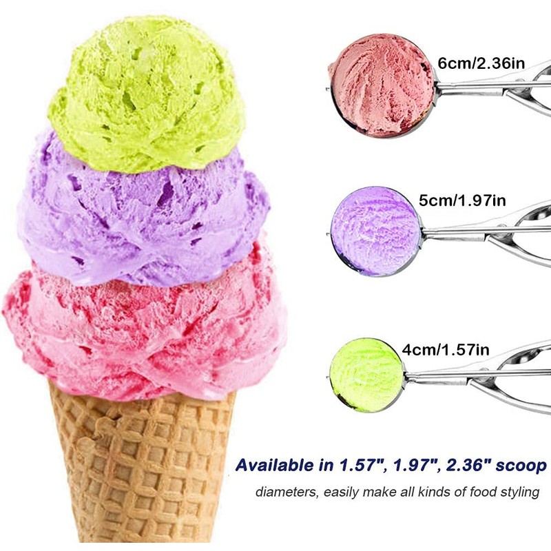 LCE Cream Scoop Set, Stainless Steel, 3 Pieces of Trigger