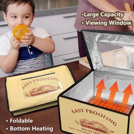 Dough Proofing Box for Bread Pizza, Foldable Zippered Sourdough Starter Warmer Heater w/NTC Sensor Adjustable Temperature & Timer Controller, Homemade Bread Making Tools Kit Baking Supplies Gifts