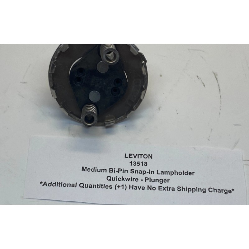 LEVITON 13518 Medium Bi-Pin Snap-In Lampholder - Quickwire - Plunger