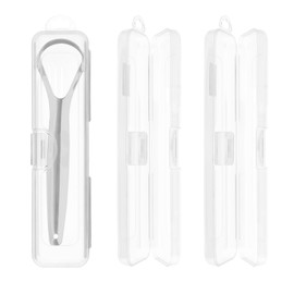 Portable Tongue Scraper Case 3 PCS Travel Tongue Scraper Storage Box with Lid and Air-holes Clear Plastic Tongue Scraper Storage Container,16 x 3.8 x 1.5 cm / 6.3 x 1.5 x 0.6in