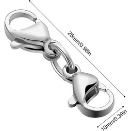 8Pcs Double End Design Necklace Clasps,Double Lobster Clasp Double Claw Lobster Extender Connector Jewelry Clasps,Double Lobster Clasp Extender Necklace Clasp Connector Bracelet Extension Clasps,Silver