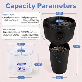 Lumyrilix Portable Sunflower Seed Cup with FREE Airtight Container | 2-in-1 Spit Cup Keeps Seeds & Shells Separate |Dishwasher Safe |Mess-Free for Car, Travel, Sports & Outdoor Gifts (Black)