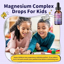 Kids Magnesium Liquid Drops-Magnesium Glycinate Liquid for Kids Supplement-w/L-theanine, Omega-3, Vitamin B6, D3 - for Sleep, Relaxation, Brain, Bones