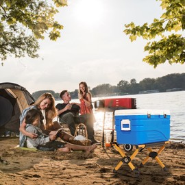 JUNGLELAND Portable Cooler Stand for Camping,Fishing,Outdoor Picnic ,Light Weight Folding Frame Pseudo-Wood Grain Color