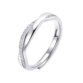 Sterling Silver Adjustable Ring S925 Silver Rings for Women Cubic Zirconia Twist Love Knot Dainty Ring Silver Minimalist Open Finger Rings Silver Thumb Sterling Silver Ring