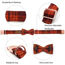 Lionheart Glory Plaid Dog Collar with Bow - Adjustable for Small Dogs