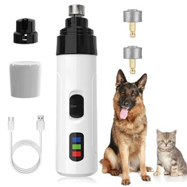 Aymxcls Pet Nail Grinder for Dogs and Cats, Super Quiet and Low Vibration Electric Cats Dog Nail Grinder, Interchangeable Grinding Head, Suitable for Pets of Different Nail Sizes