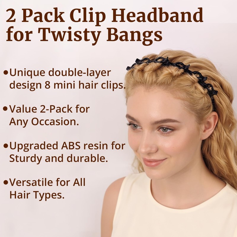 HFZRZFH Professional 2-Pack Weave Bangs Headband Set for Women -