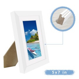 Picrit 5x7 Picture Frame Set of 7, Display 5x7 with Mat or 4x6 Without Mat, Photo Frames for Wall Mounting or Table Top Display, White.