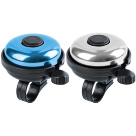 Xthuge Classic Bike Bell, Aluminum Bicycle Bell, Loud Crisp Clear Sound Bicycle Bike Bell for Adults Kids(Blue, Silver-Right Hand Use-2 Pack)