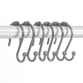 Home Beyond & HB design - Metal Shower Curtain Hooks Set - Rust Resistant Stainless Heavy Duty Shower Curtain Rings for Shower Curtain & Liner (Set of 12, Silver)