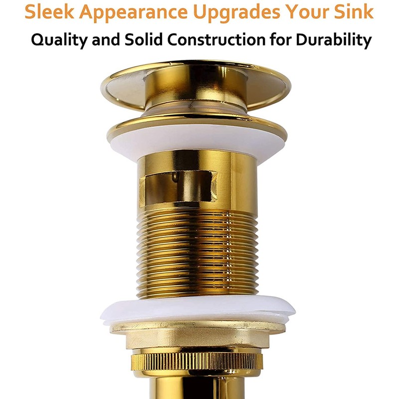 Bathroom Sink Drain Stopper with Overflow Gold Luxury Brass Pop