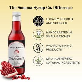 Sonoma Syrup Co Grenadine Syrup 8 Fl Oz for Shirley Temples, Cocktails, and Beverages
