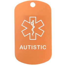 Autistic Medical Alert ID Necklace with Copper Tag, Green Dark Silencer, and 30'' USA Chain - 154 Color Choices