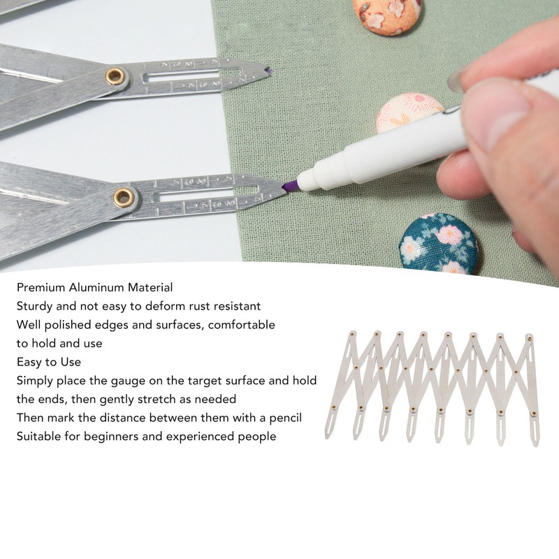 Expanding Sewing Gauge Aluminum 8 Heads Button Guide Equal Space