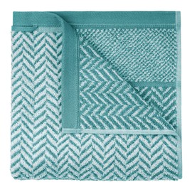 herzbach home Hand Towel Set 100% Cotton Patterned (Ocean Green / White, 2 Hand Towels 50 x 100 cm)
