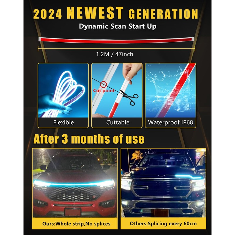 Sequential Turn Signal Led Light Strip Dynamic Scan Start Up