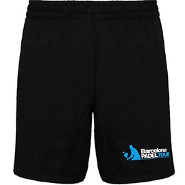 Barcelona Padel Tour - Men's Shorts with Pockets - Lightweight and Breathable Padel Special Printed Fabric Shorts - Sportswear, black