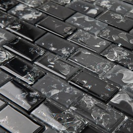 Lovdeco Glass Strip Mosaic Tiles, White Crystal Glass Backsplash for Kitchen Bathroom Shower Wall, Polished, 5 PCS, 4.8 SQ.FT.