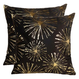 Betadistor Velvet Cushion Cover Gilding Gold Spark Throw Pillow Covers Square Decorative Cushion Case Soft for Home Sofa Living Room Bedroom 18x18 Inch 45x45 cm Pack of 2, Gold Spark, 523-0502