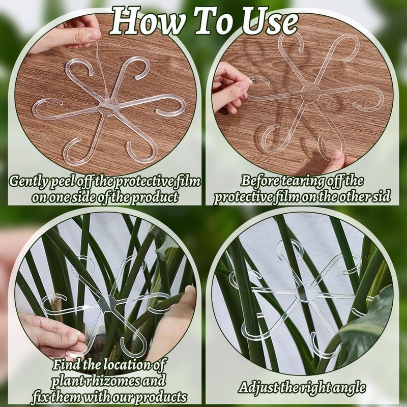 Climbing Houseplant Stem Supports,4Pcs Clear Plastic Flower Plant Growth Stake