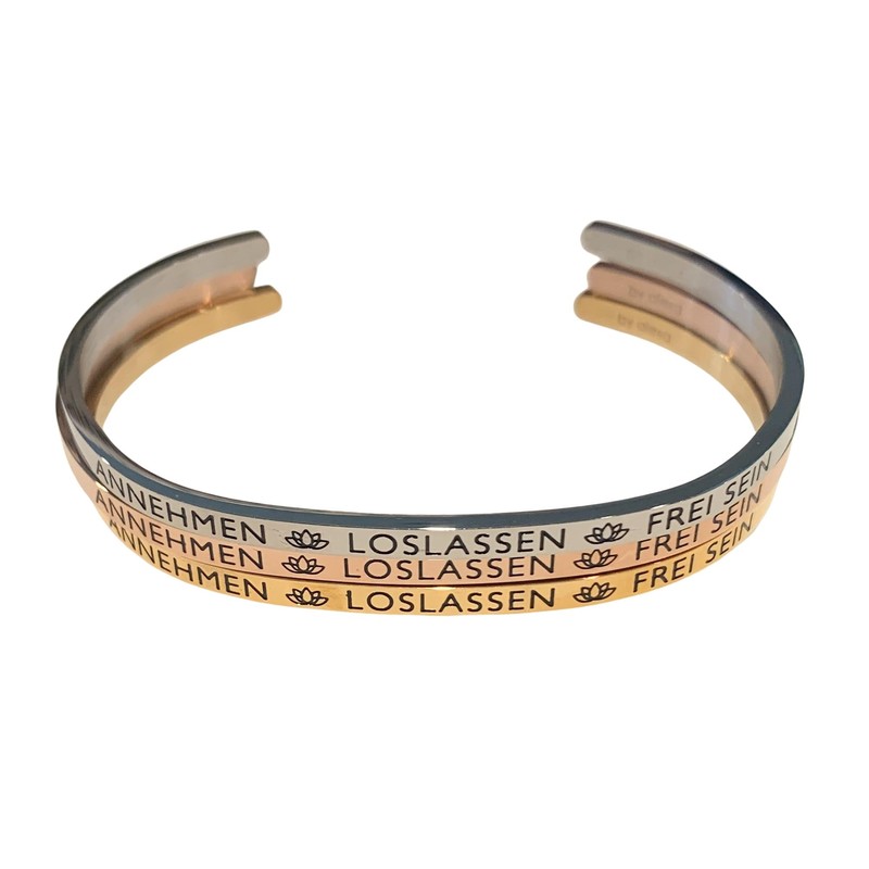 Elegant Bangle Silver or Rose Gold with Mantra and Saying