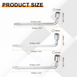 HARFINGTON Car Spare Tire Lug Wrench Kit 17/19/21mm CR-V Steel l Type Slotted End Hexagon Socket Wrench L-Shaped Tire Repair Tool for Automobile Repair