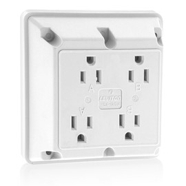 Leviton 15 Amp, 125 Volt, Industrial Series Extra Heavy Duty Grade, 4-In-1 Receptacle, Straight Blade, Grounding, 1254-W, White