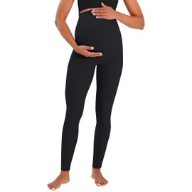 Sunzel Sunzfly Maternity Leggings for Women with Side Pockets Over The Belly Buttery Soft Pregnancy Yoga Pants for Spring Summer Work Out Lounge 28" Inseam (Black, Medium)