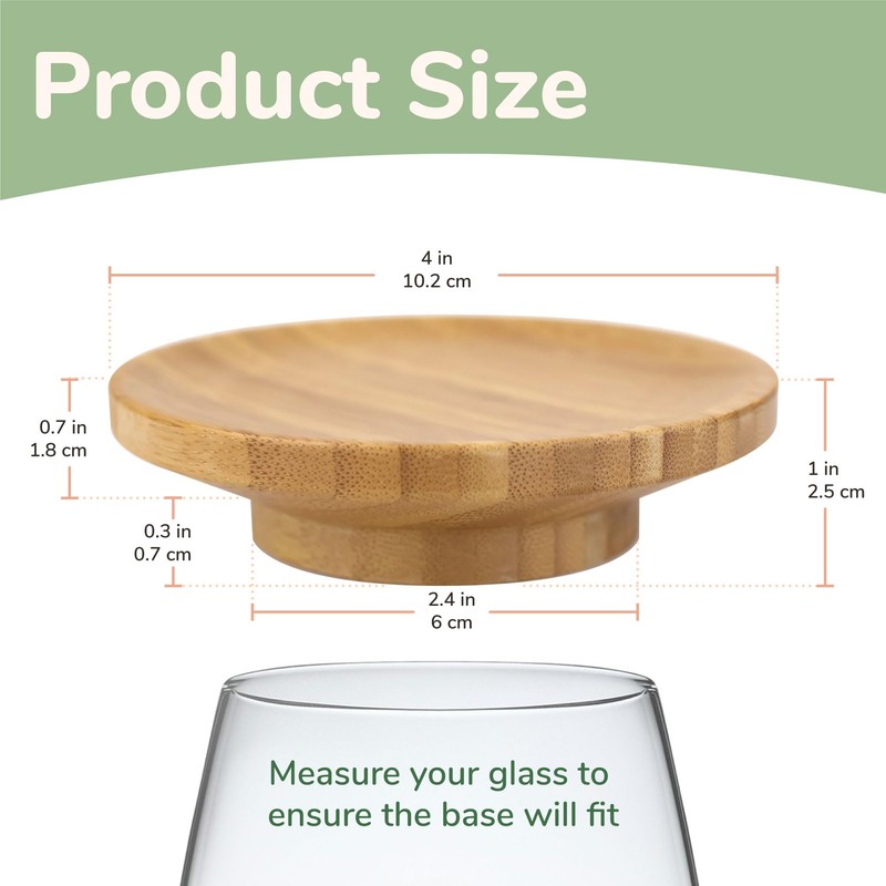 BambooMN Dual Use Bamboo Coasters/Wine Glass Topper, 4" - Vertical