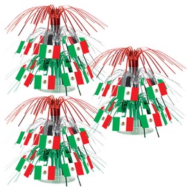 Beistle, 3 Piece Mexican Flag Mini Cascade Centerpieces, 7.5"