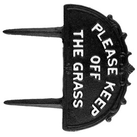 Yardwe Garden Decoration Classic Cast Iron Garden Signs Please Keep off the Grass, Protection Sign Stake for Home Garden Decoration